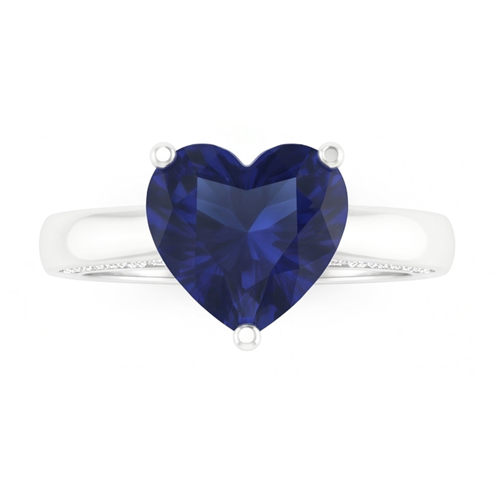 2.50 Carats Solitaire Ceylon Sapphire Ring Prong Set White Gold