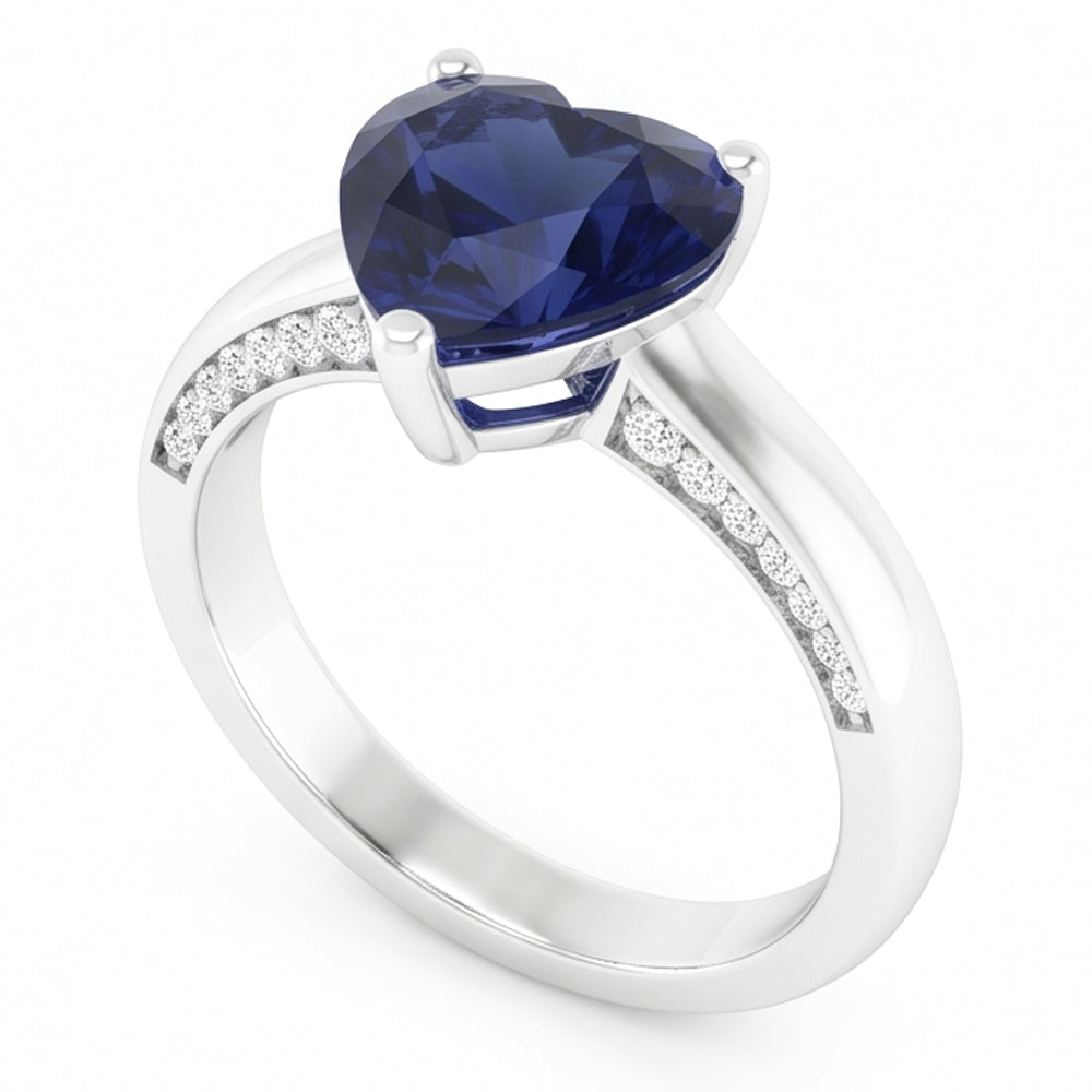 2.50 Carats Solitaire Ceylon Sapphire Ring Prong Set White Gold