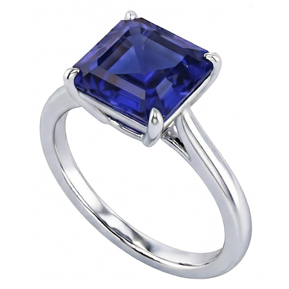 natural asscher sapphire 2.50ct ring side angle