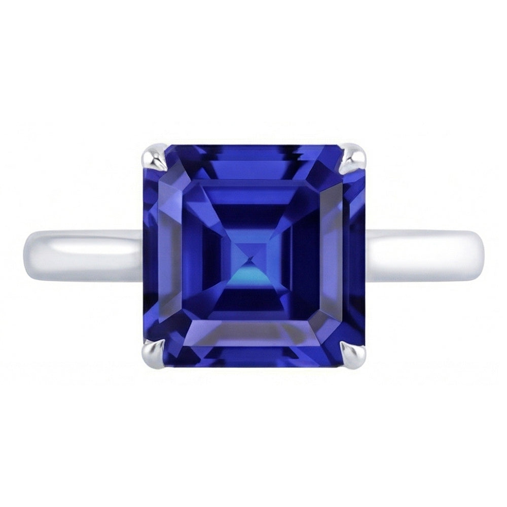 natural asscher sapphire 2.50ct ring close up detail