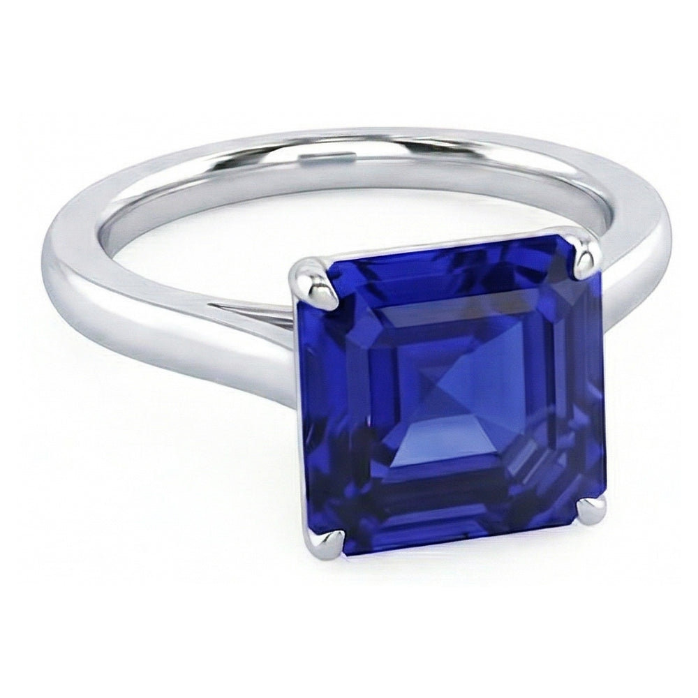 natural asscher sapphire 2.50ct ring top view