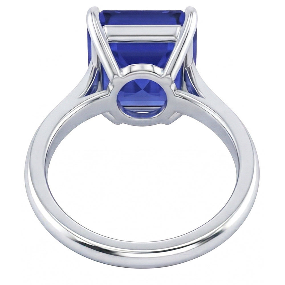 natural asscher sapphire 2.50ct ring profile view