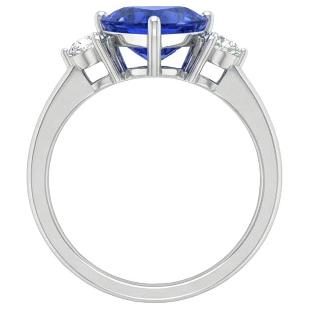 2.50 Ct. Ceylon Blue Sapphire Trillion Natural Earth Mined Diamond ( Not Lab Grown ) s 3-Stone Ring