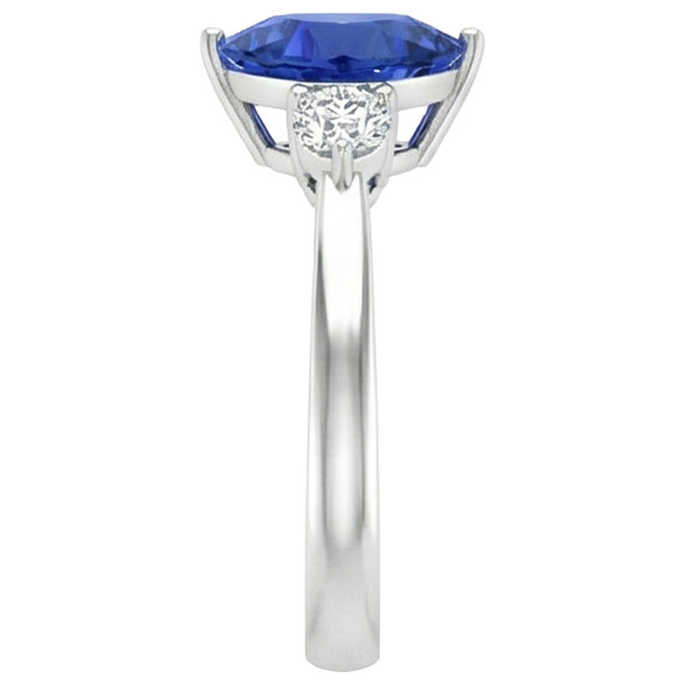 2.50 Ct. Ceylon Blue Sapphire Trillion Natural Earth Mined Diamond ( Not Lab Grown ) s 3-Stone Ring