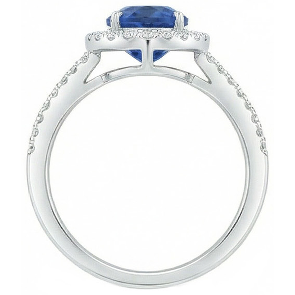 natural round sapphire 2.50ct ring on white background