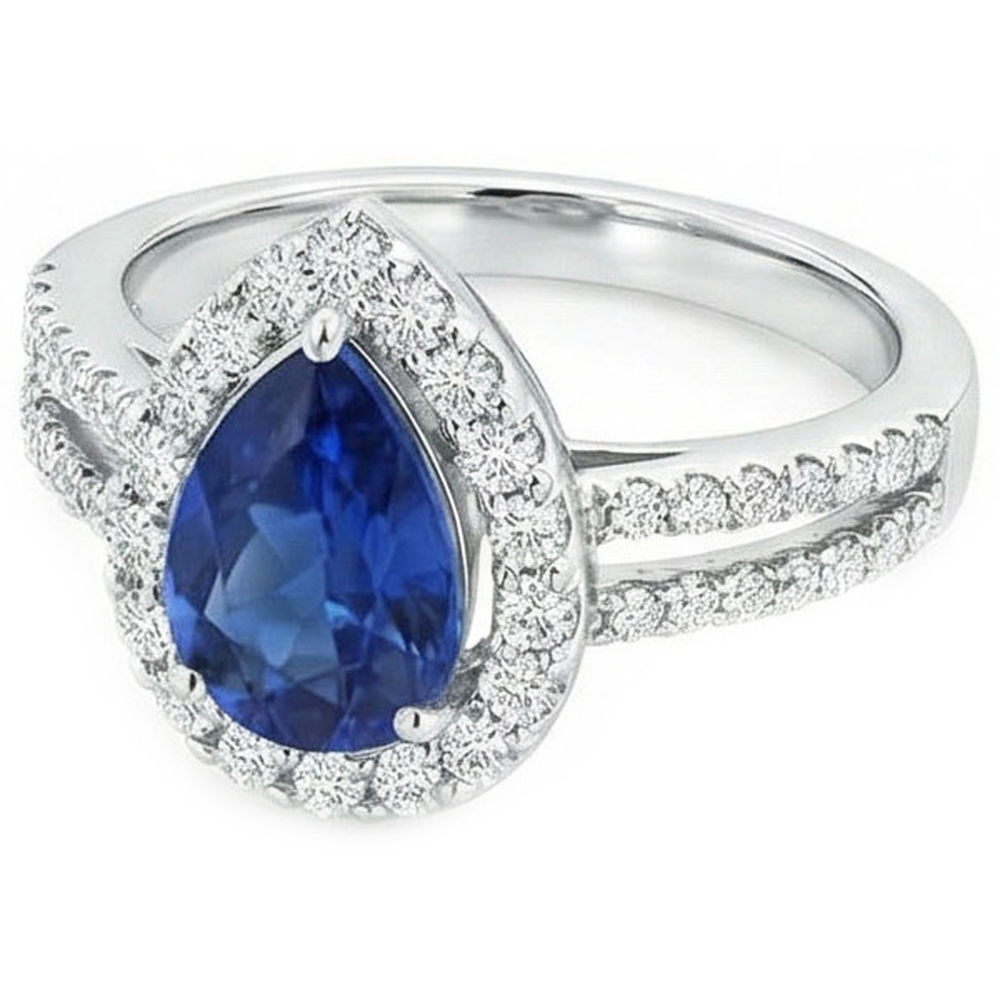 natural round sapphire 2.50ct ring close up detail