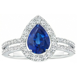 Natural Sapphire Ring 2.50ct - White Gold 14K