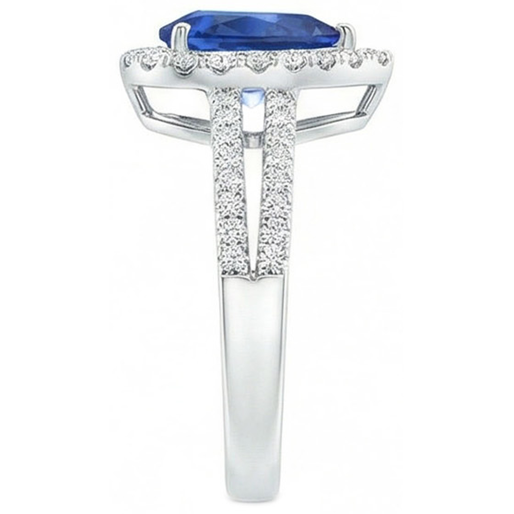 natural round sapphire 2.50ct ring profile view