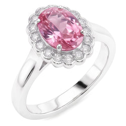 2.50 Ct Pink Sapphire And Round Natural Earth Mined Diamond ( Not Lab Grown )s Anniversary Ring Gold