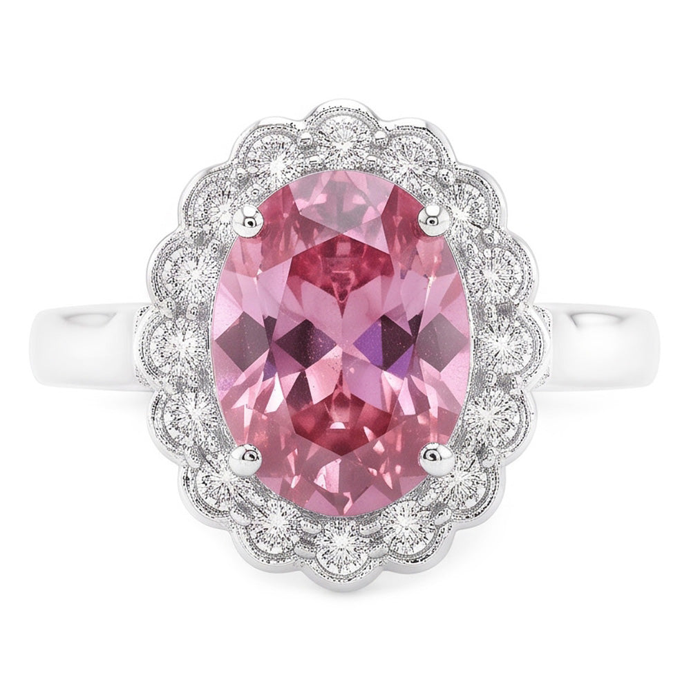 2.50 Ct Pink Sapphire And Round Natural Earth Mined Diamond ( Not Lab Grown )s Anniversary Ring Gold