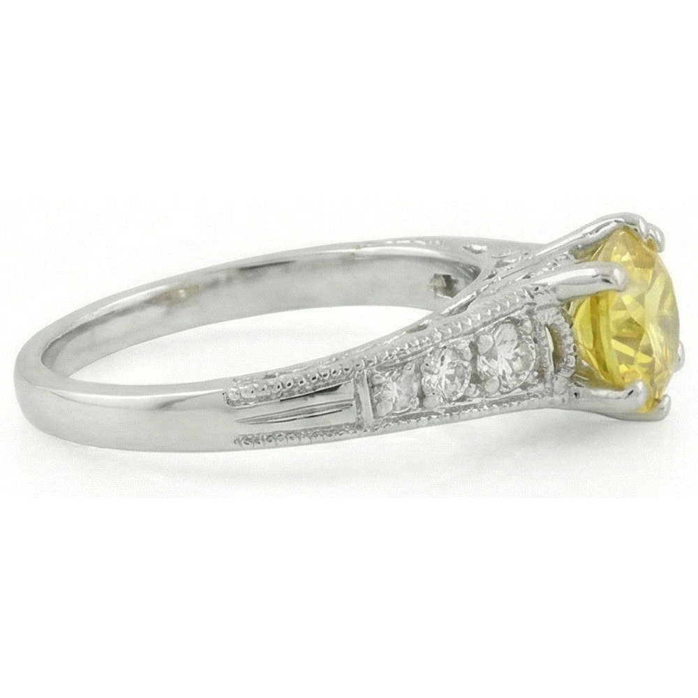 2.50 Ct Round Cut Yellow Sapphire And Natural Earth Mined Diamond ( Not Lab Grown )  Ring White Gold 14K