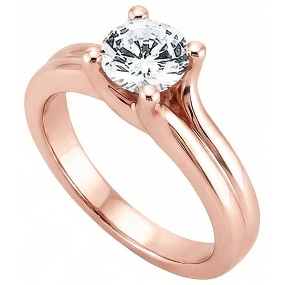 2.50 Ct. Round Genuine Natural Earth Mined Diamond ( Not Lab Grown )  Solitaire Rose Gold Ring New