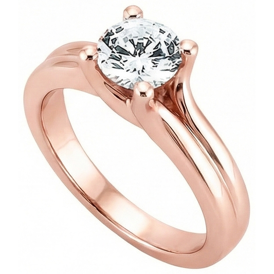 2.50 Ct. Round Genuine Natural Earth Mined Diamond ( Not Lab Grown )  Solitaire Rose Gold Ring New