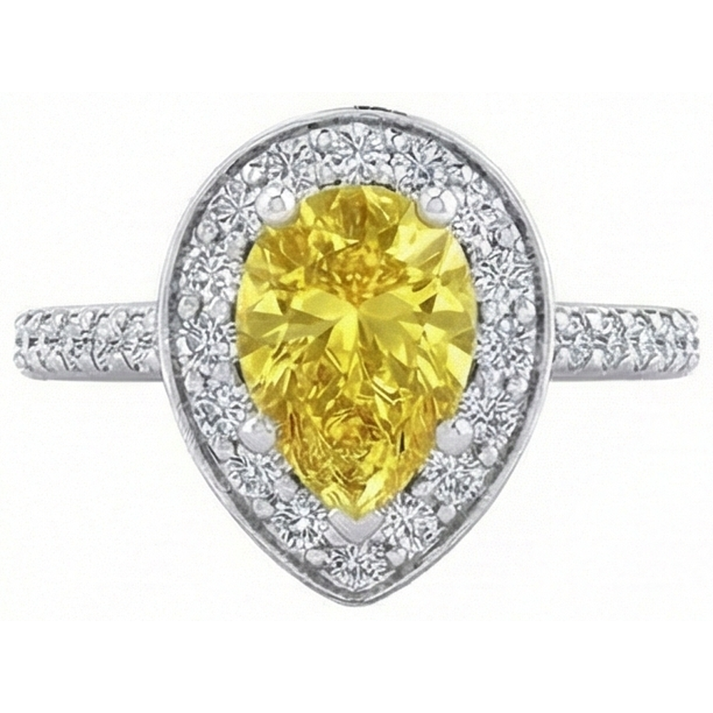 2.50 Ct Yellow Sapphire And Natural Earth Mined Diamond ( Not Lab Grown )s Anniversary Ring White Gold 14K