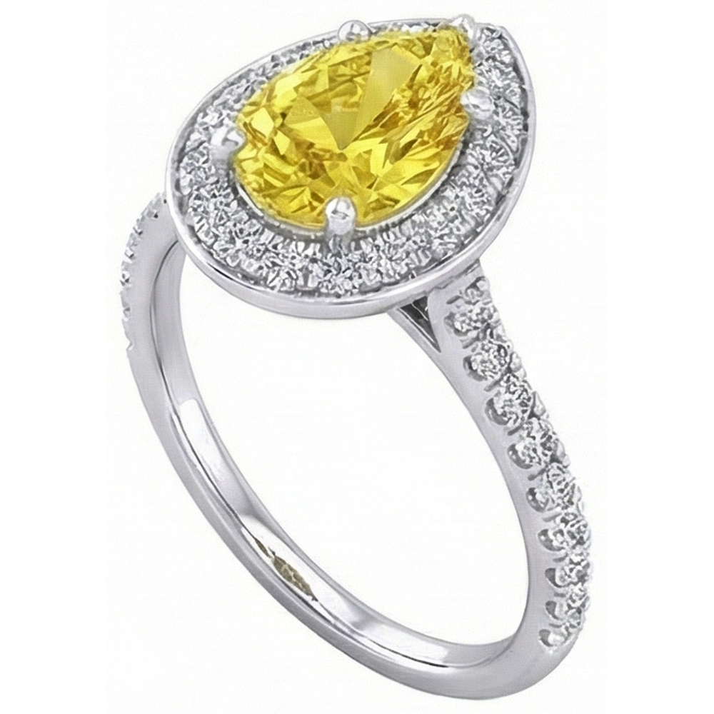 2.50 Ct Yellow Sapphire And Natural Earth Mined Diamond ( Not Lab Grown )s Anniversary Ring White Gold 14K