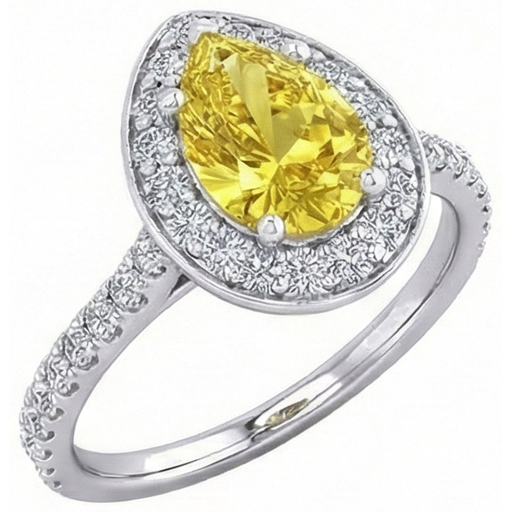 2.50 Ct Yellow Sapphire And Natural Earth Mined Diamond ( Not Lab Grown )s Anniversary Ring White Gold 14K