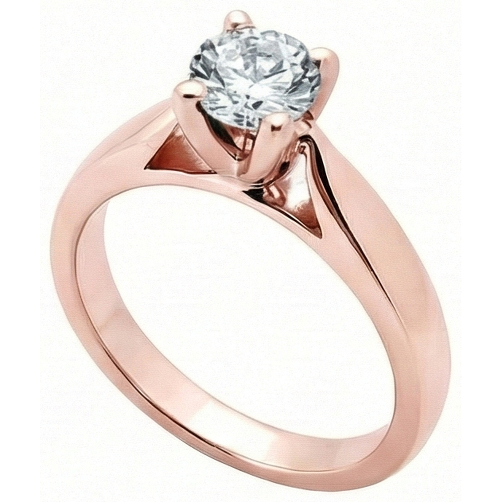 2.51 Ct. Rose Gold Real Natural Earth Mined Diamond ( Not Lab Grown )  Solitaire Engagement Ring