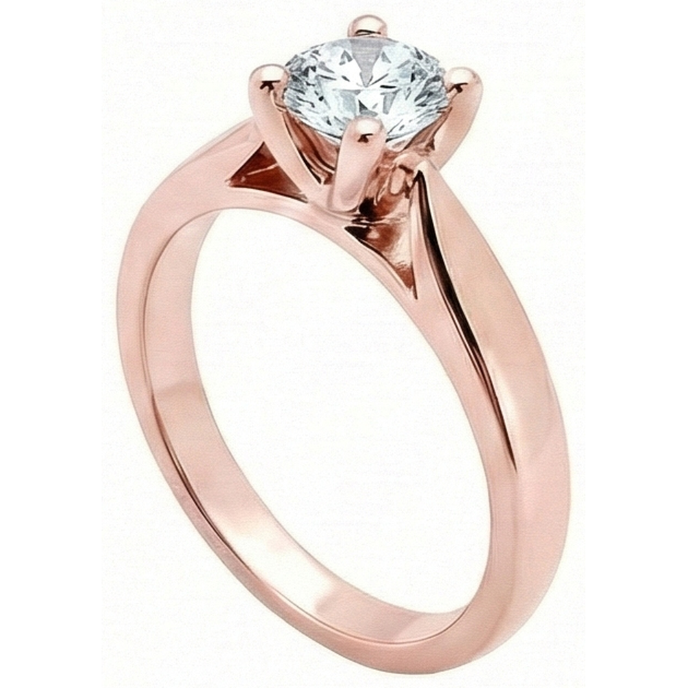 2.51 Ct. Rose Gold Real Natural Earth Mined Diamond ( Not Lab Grown )  Solitaire Engagement Ring