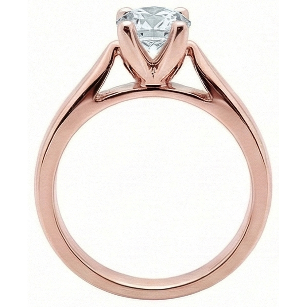 2.51 Ct. Rose Gold Real Natural Earth Mined Diamond ( Not Lab Grown )  Solitaire Engagement Ring