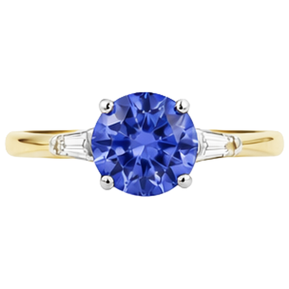 natural round tanzanite 2.55ct ring side angle