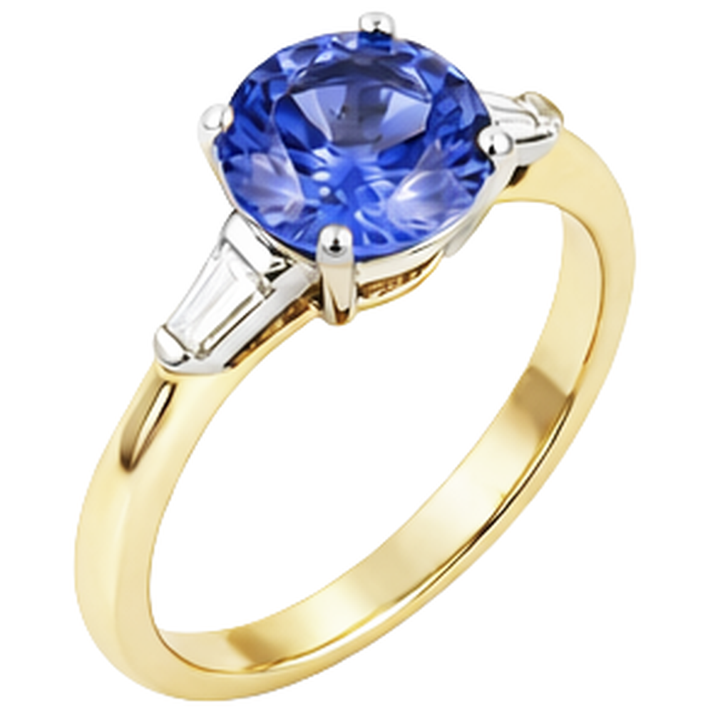 natural round tanzanite 2.55ct ring close up detail
