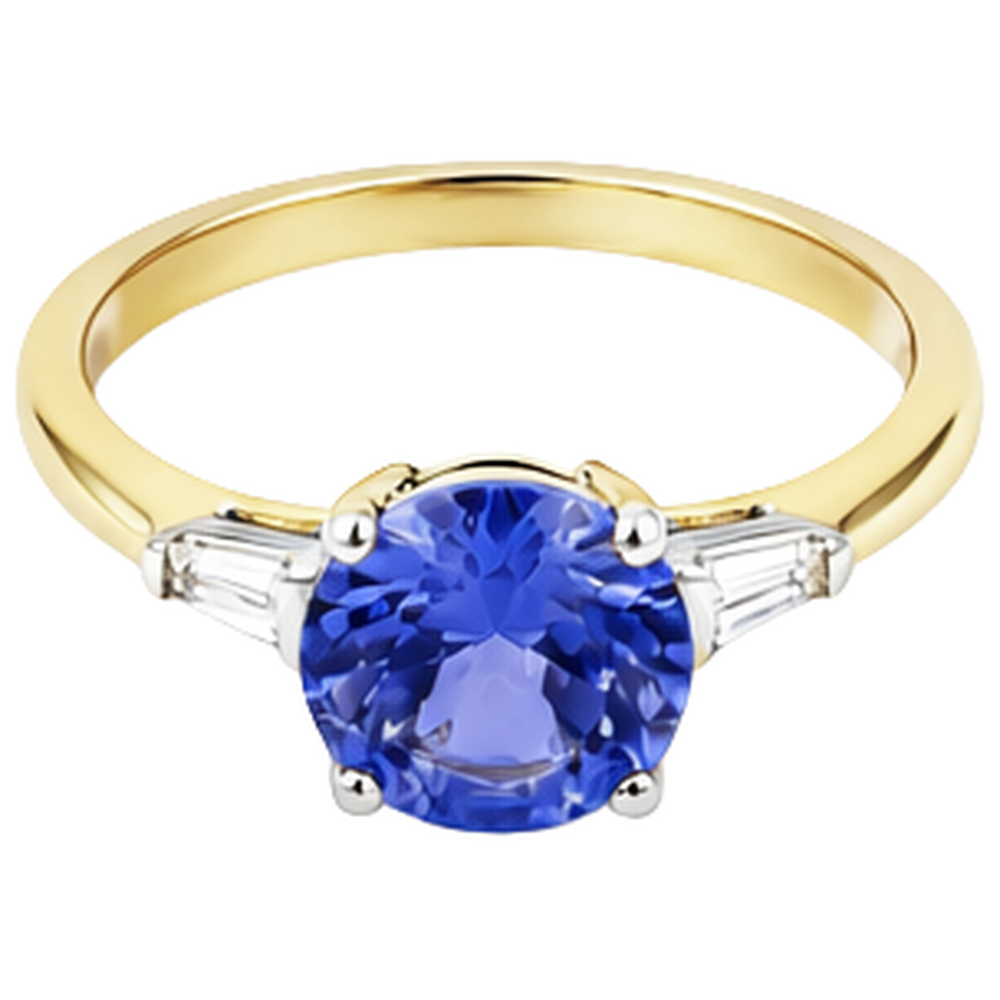 natural round tanzanite 2.55ct ring top view