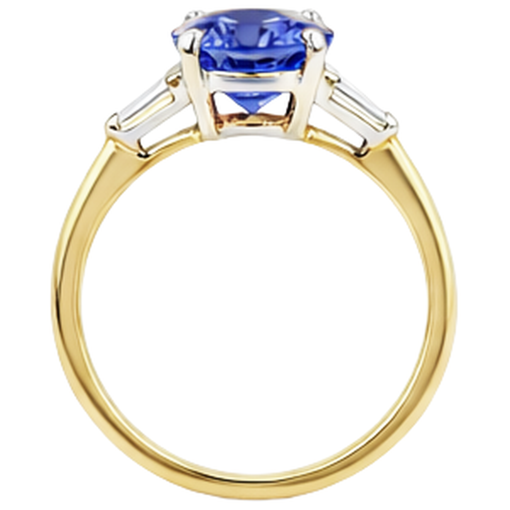 natural round tanzanite 2.55ct ring on white background