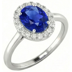2.60 Carats Sapphire With Natural Earth Mined Diamond ( Not Lab Grown ) Ring White Gold 14K