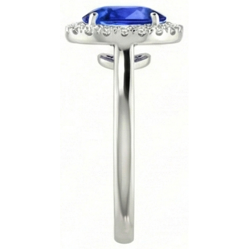 2.60 Carats Sapphire With Natural Earth Mined Diamond ( Not Lab Grown ) Ring White Gold 14K