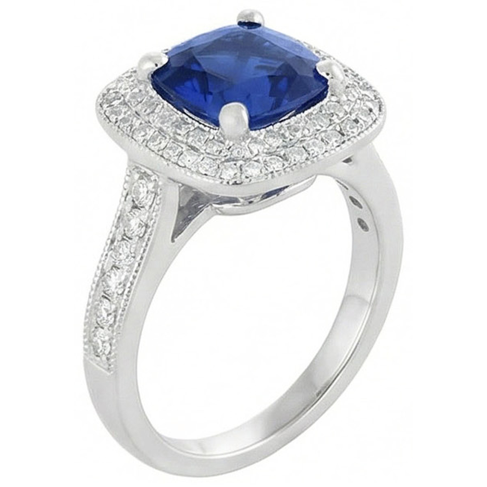 2.60 Ct Ceylon Sapphire And Natural Earth Mined Diamond ( Not Lab Grown ) Ring Gold White 14K