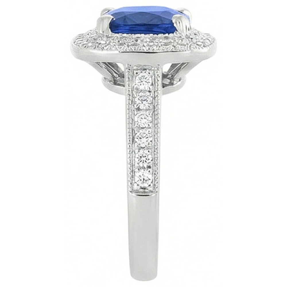 2.60 Ct Ceylon Sapphire And Natural Earth Mined Diamond ( Not Lab Grown ) Ring Gold White 14K