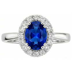2.65 Carats Ceylon Sapphire With Natural Earth Mined Diamond ( Not Lab Grown )s Ring White Gold 14K