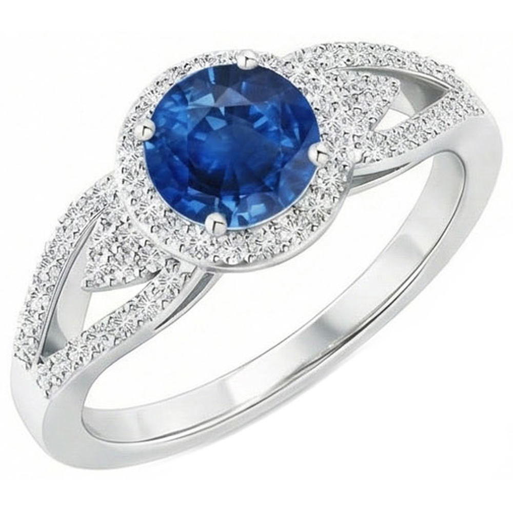 natural round sapphire 2.65ct ring top view