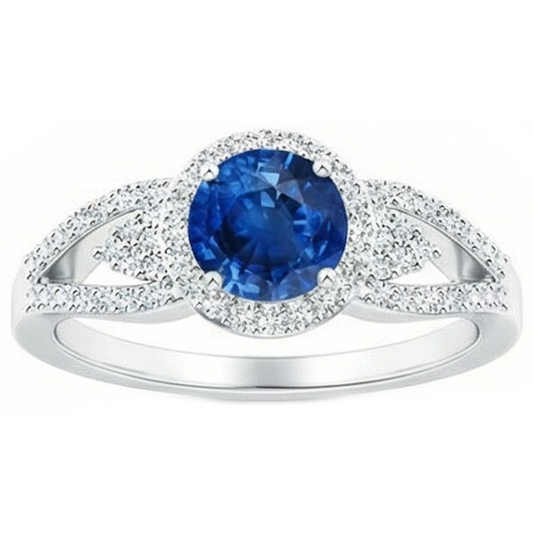 natural round sapphire 2.65ct ring side angle