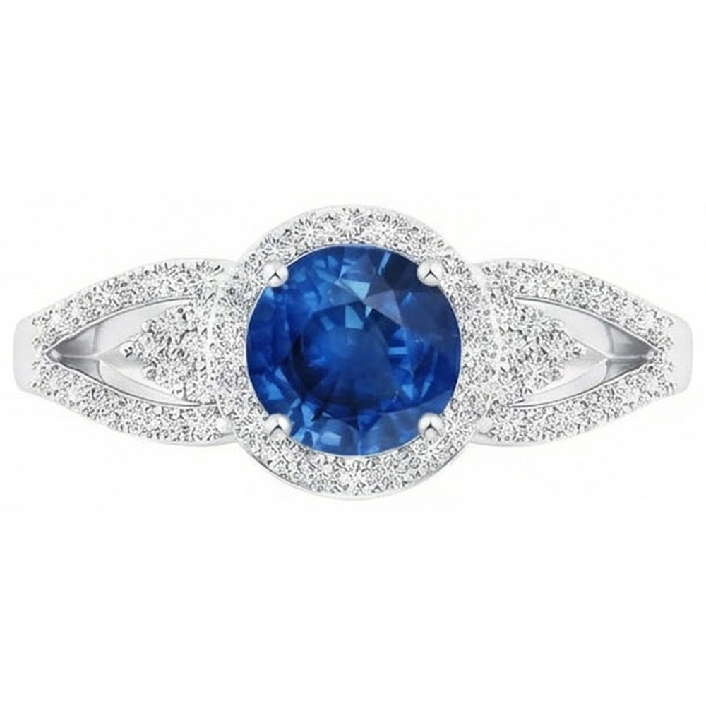 natural round sapphire 2.65ct ring close up detail