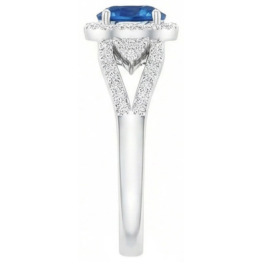 natural round sapphire 2.65ct ring profile view