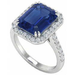 Natural Sapphire Ring 2.70ct - White Gold 14K