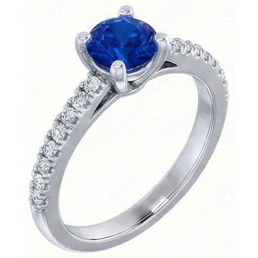 natural round sapphire 2.70ct ring front view
