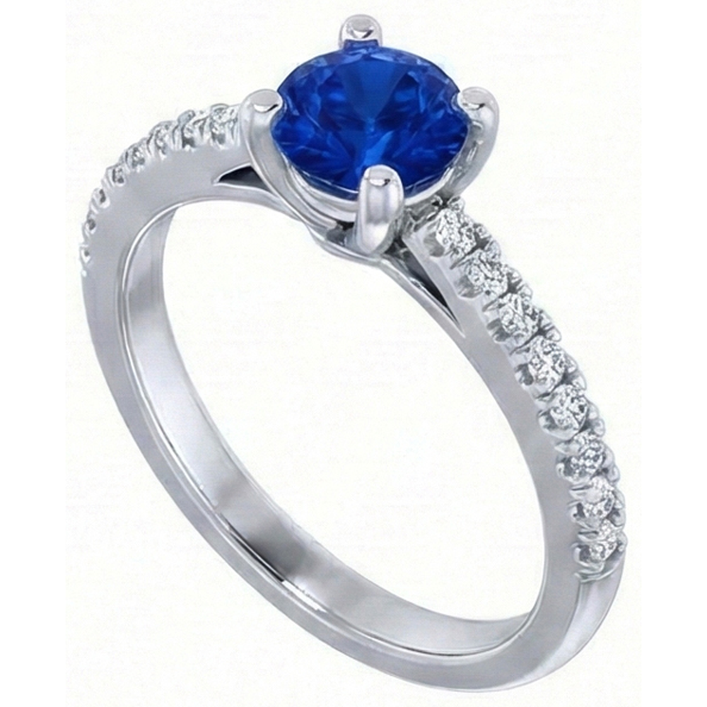 2.70 Carats Ceylon Sapphire And Natural Earth Mined Diamonds Wedding Ring