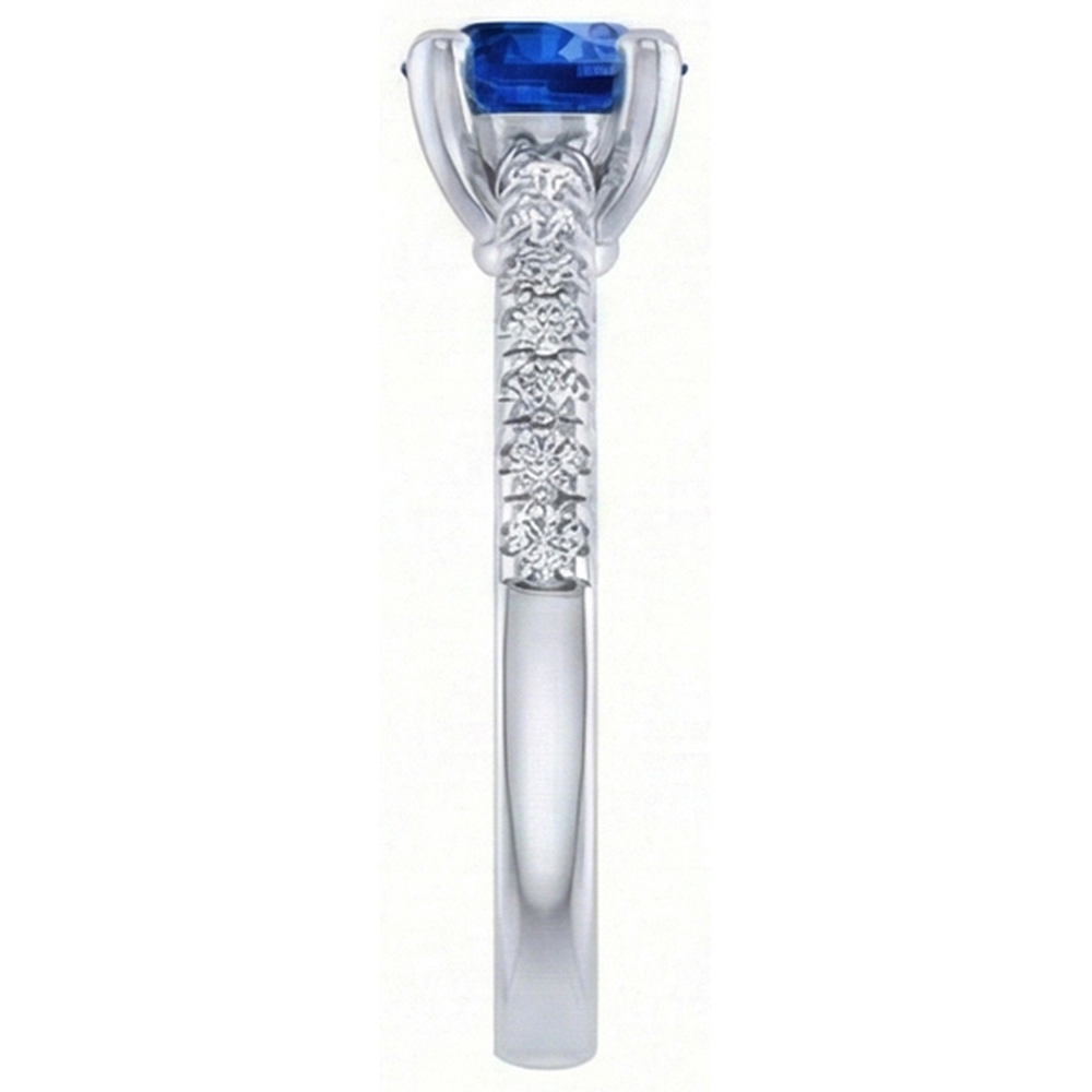 2.70 Carats Ceylon Sapphire And Natural Earth Mined Diamonds Wedding Ring