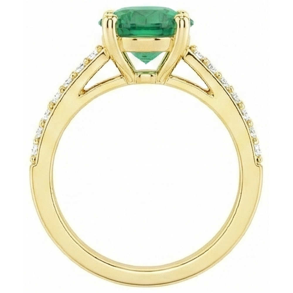 natural round emerald 2.70ct ring with diamond accents