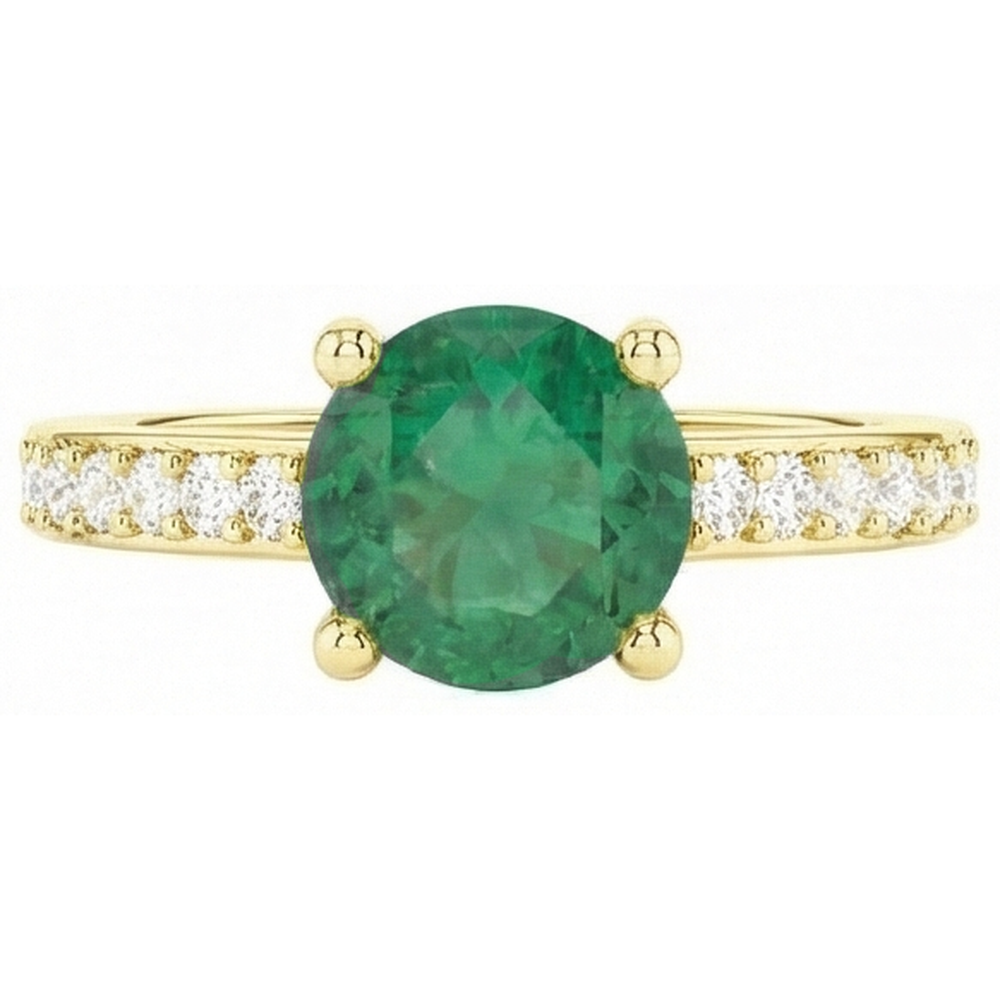 natural round emerald 2.70ct ring profile view