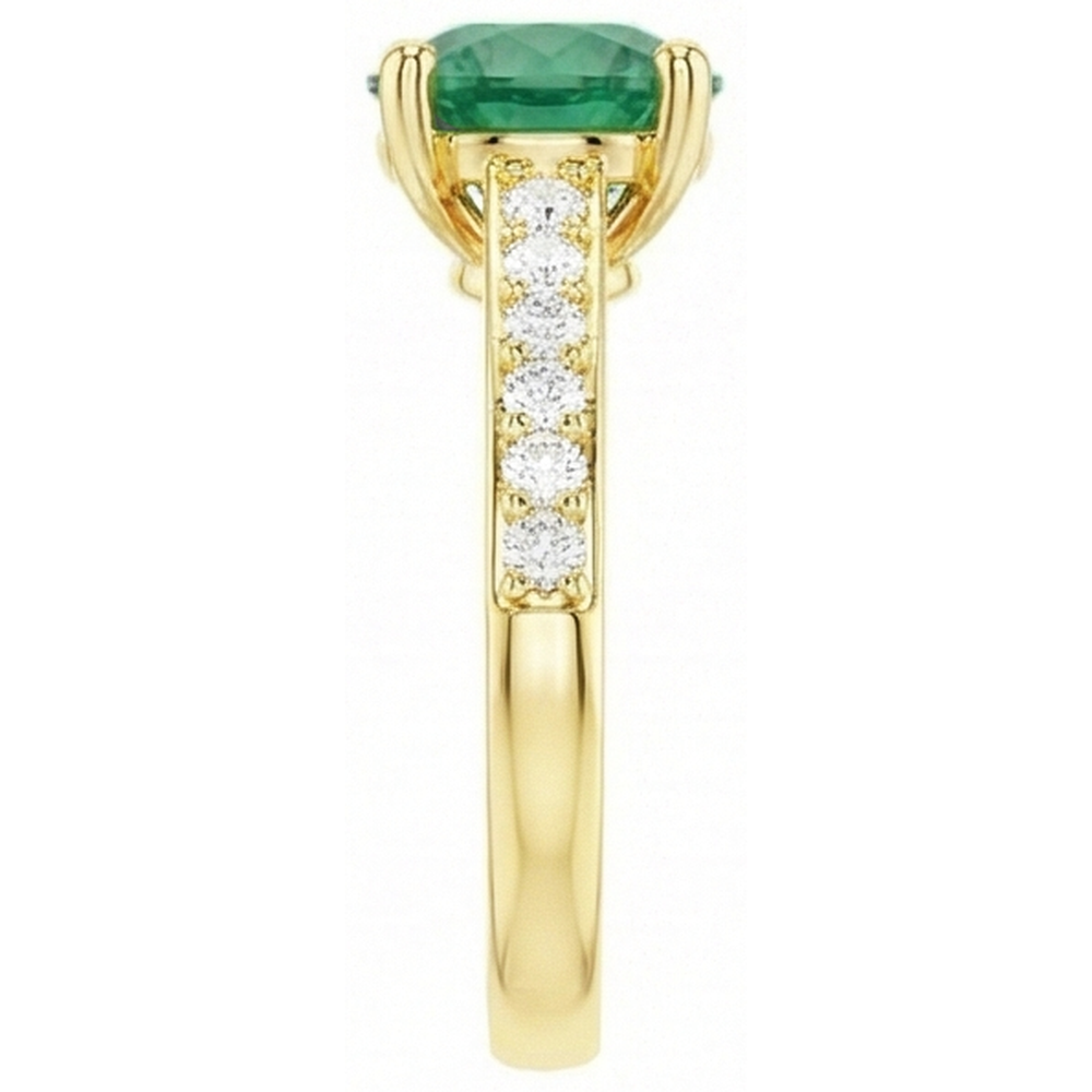 natural round emerald 2.70ct ring on white background