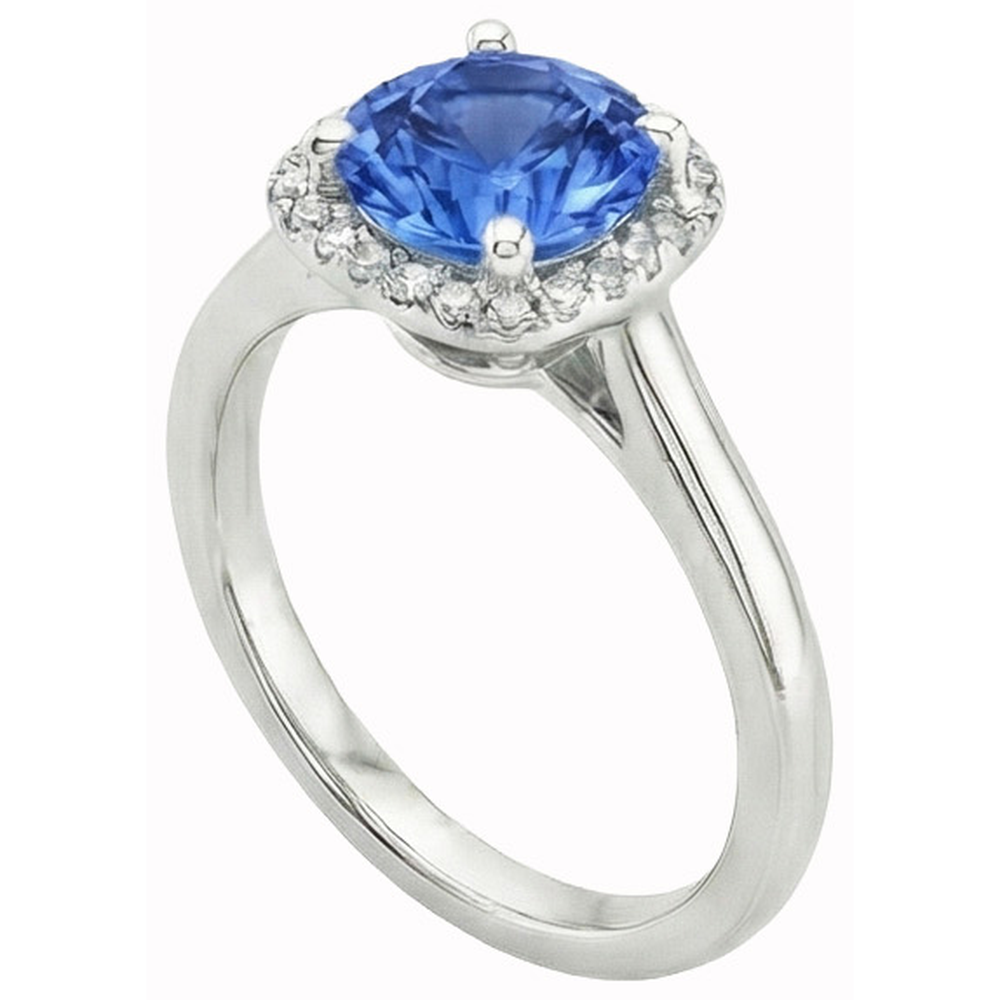 natural round sapphire 2.70ct ring front view