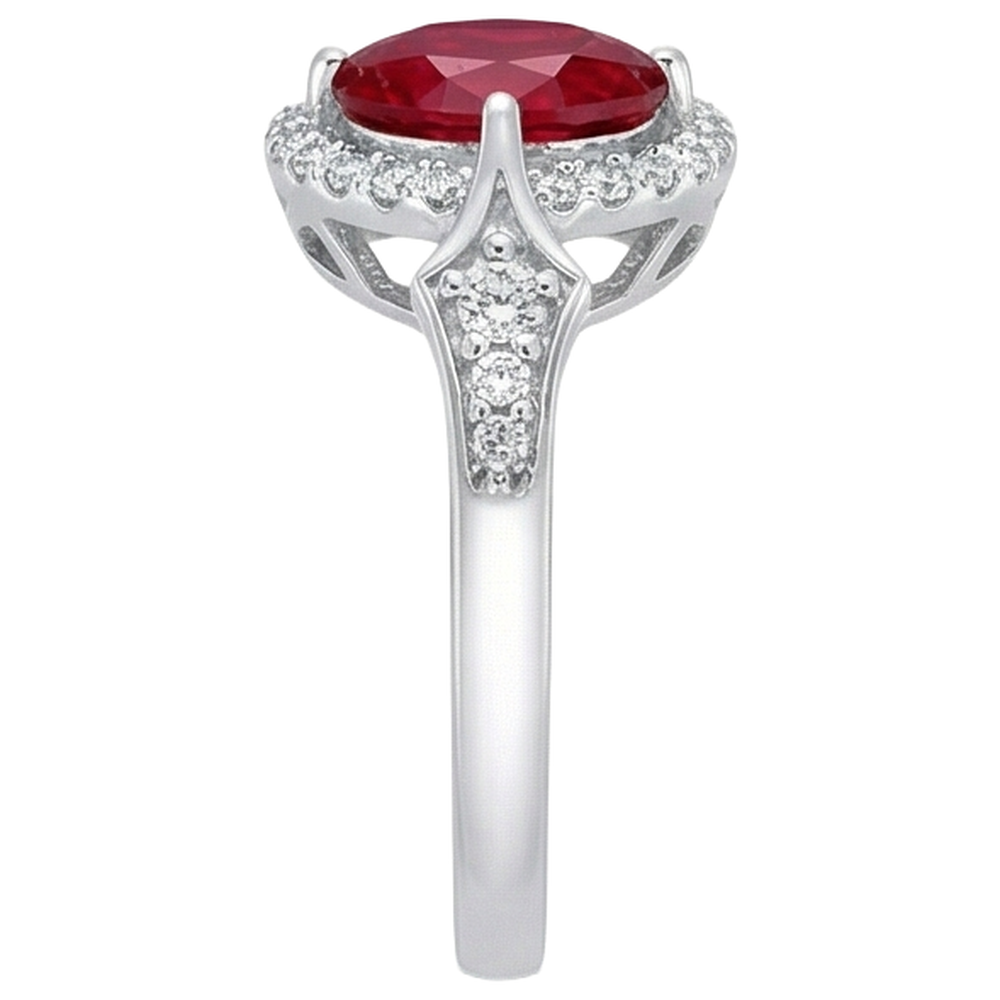 natural round ruby 2.75ct ring top view