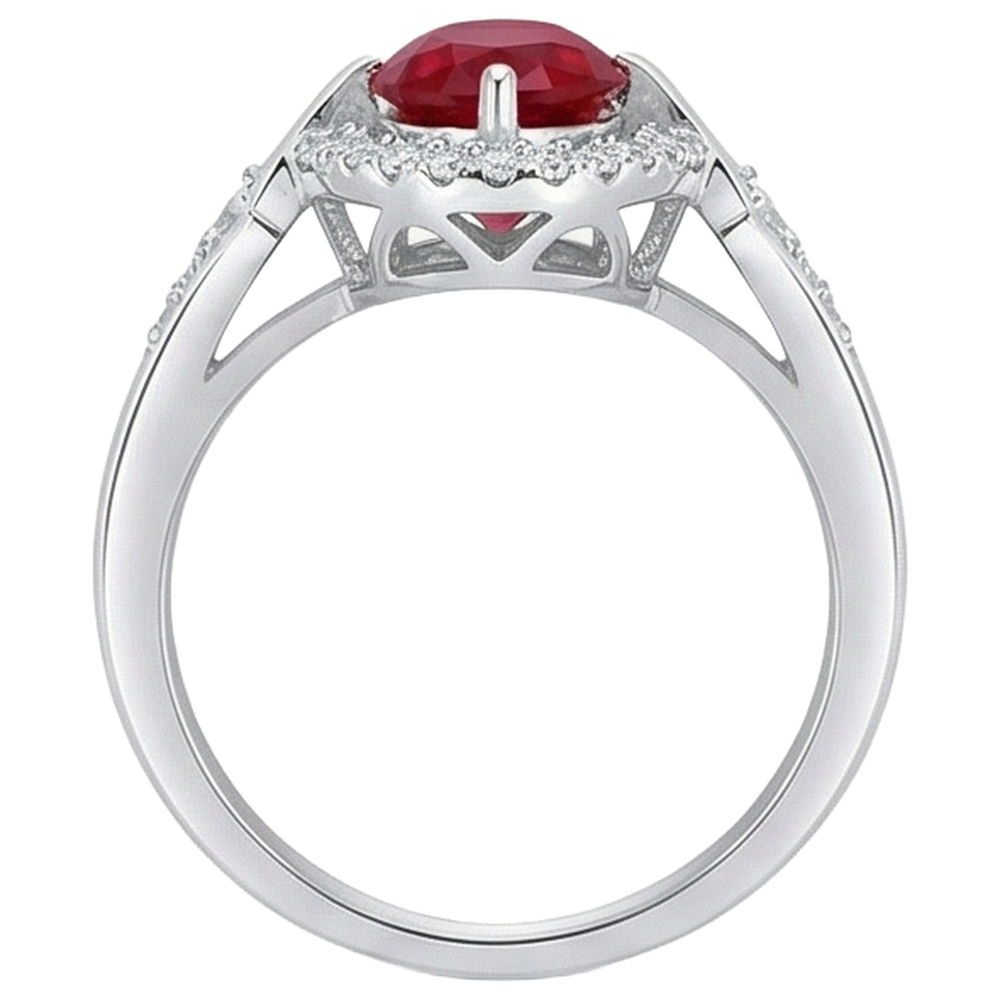 natural round ruby 2.75ct ring profile view