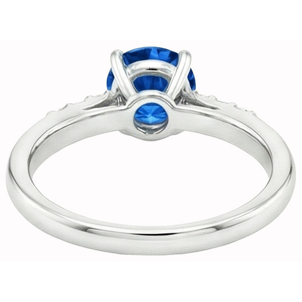 natural round sapphire 2.75ct ring on white background