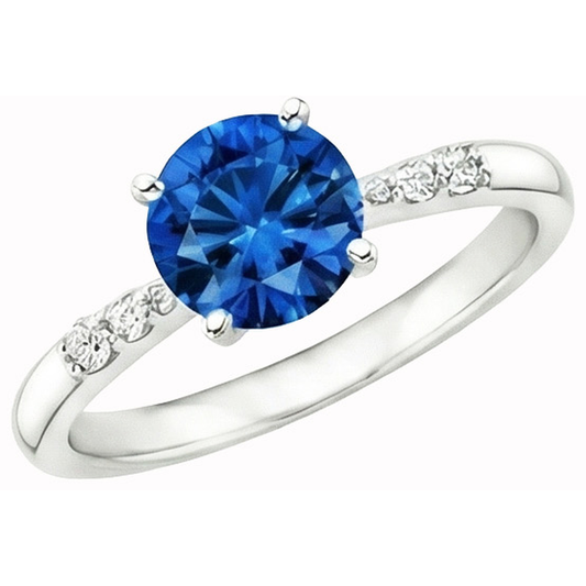 natural round sapphire 2.75ct ring front view