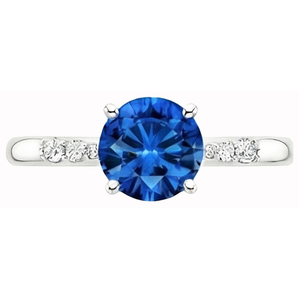 natural round sapphire 2.75ct ring close up detail
