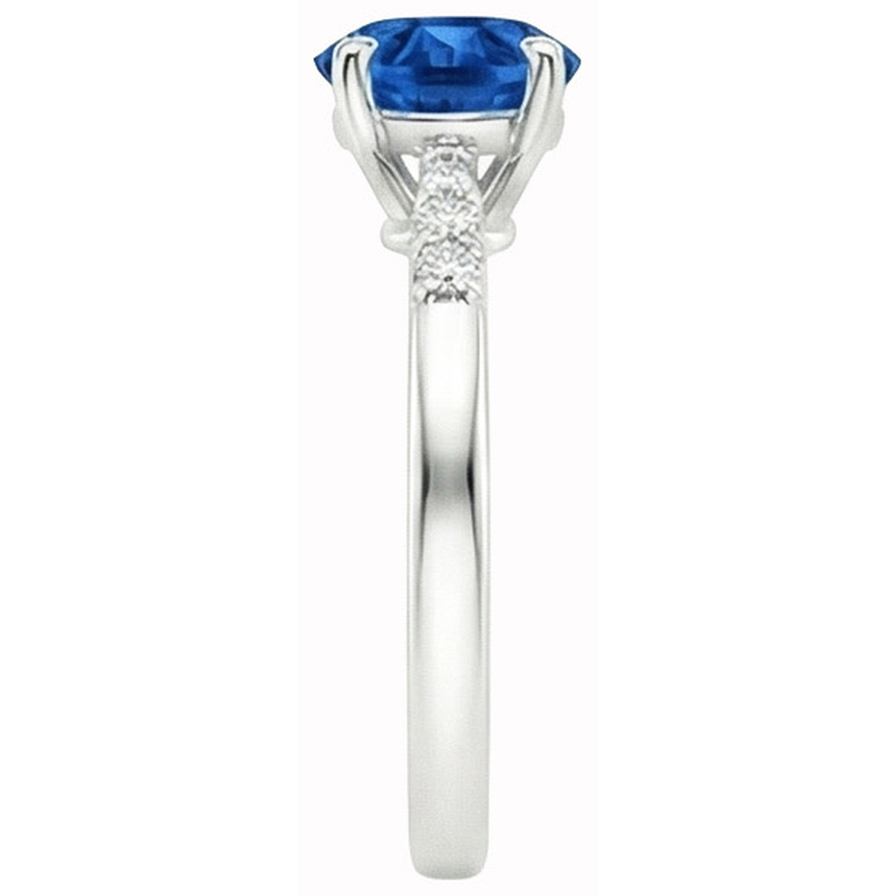 natural round sapphire 2.75ct ring profile view